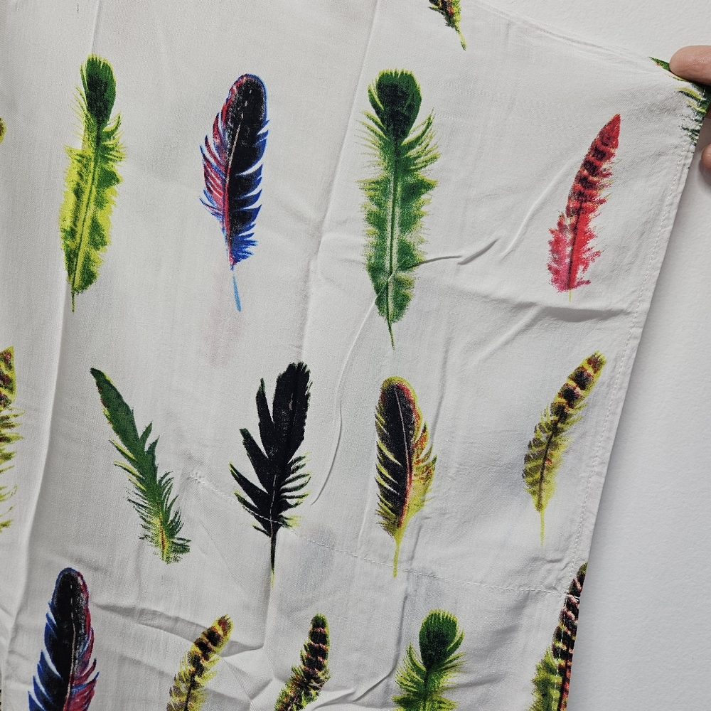 UMGEE Kimono Duster Cardigan Size XL/1XL Feather Print Tassel Boho Festival - Picture 4 of 11